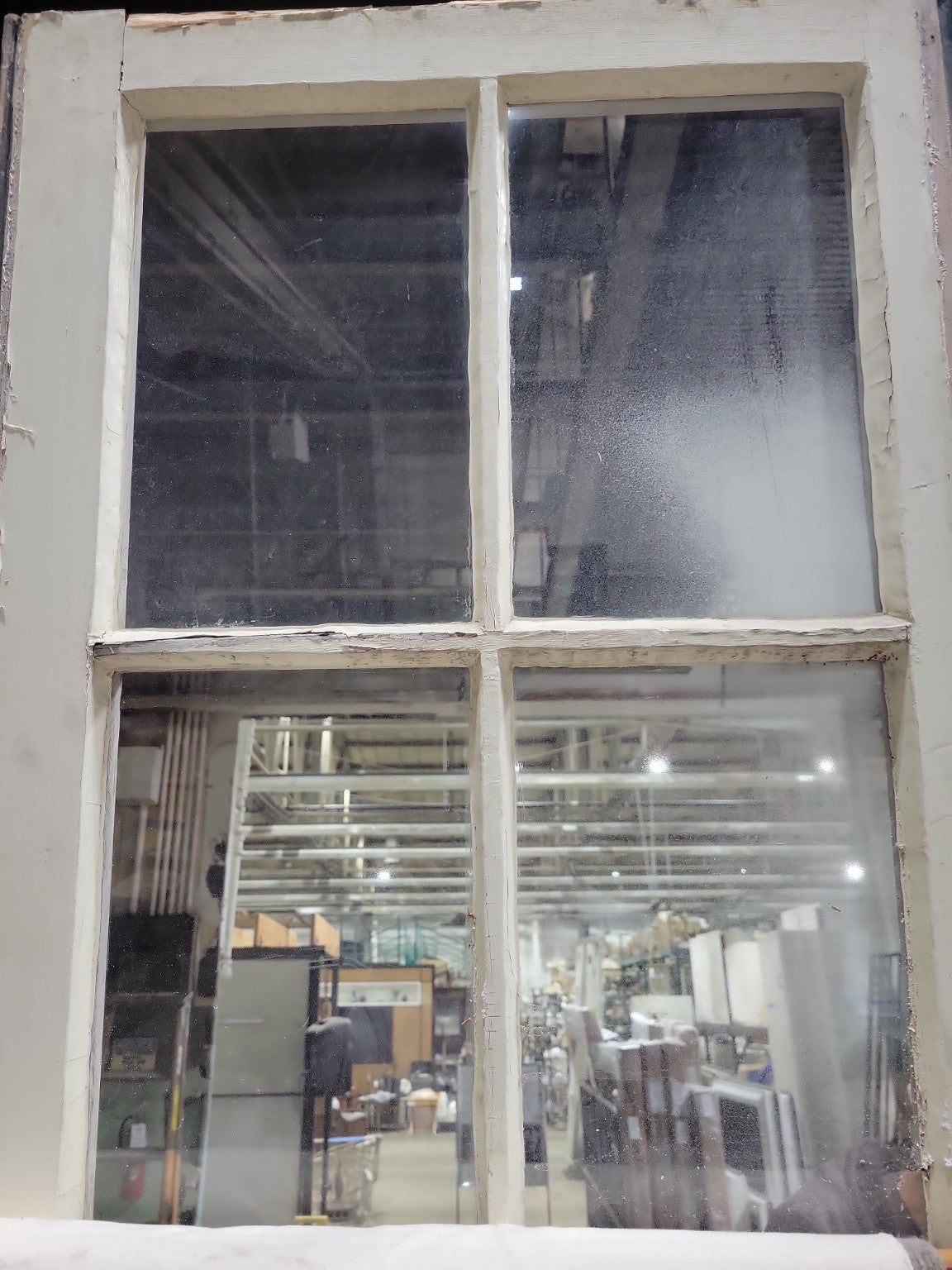 Vintage Wood French Doors with Matching Transom – 10-Lite Glass Panels