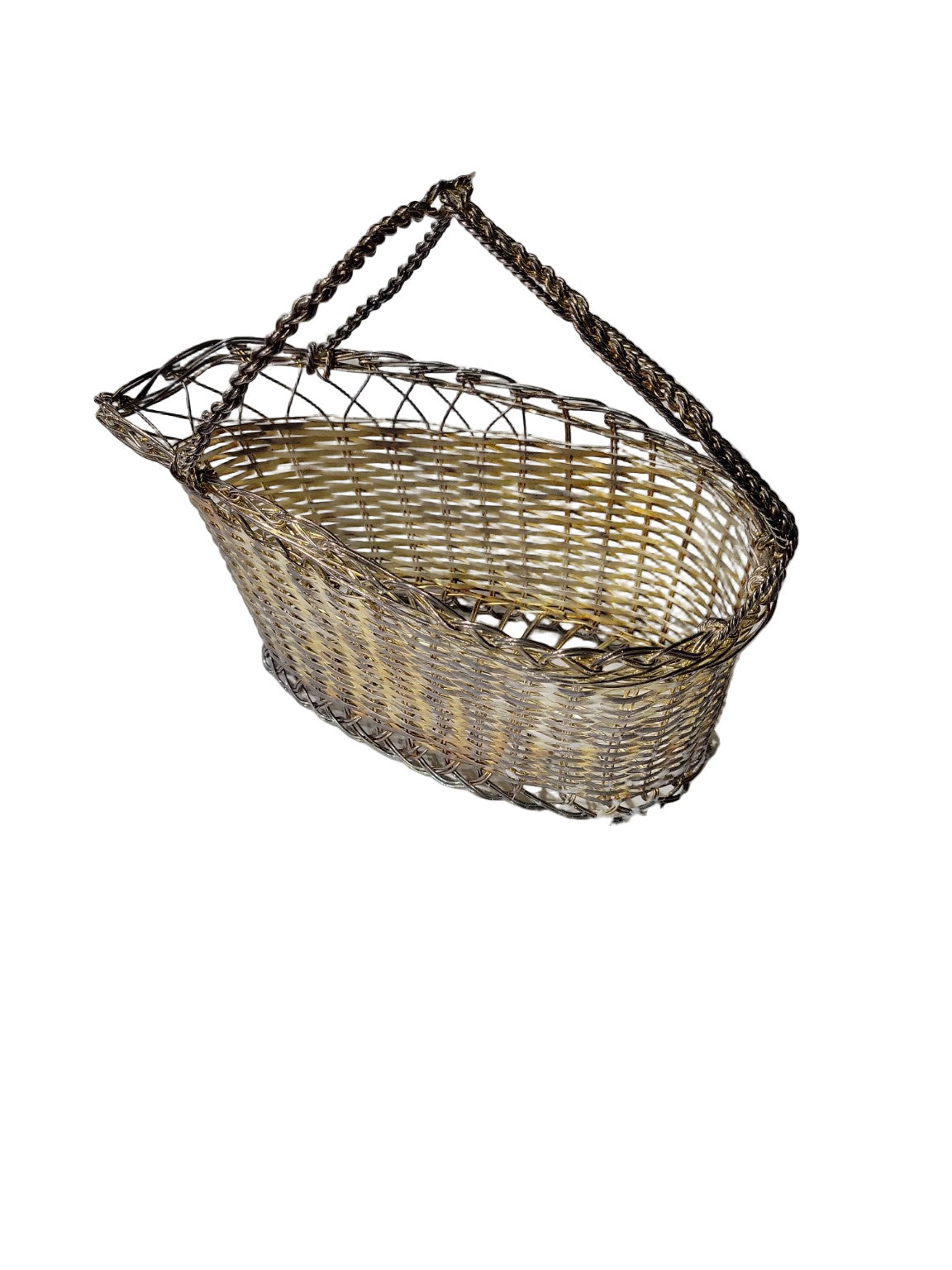 Vintage Wire Metal Basket with Twisted Handle – 9¼" x 4½" x 7¼"