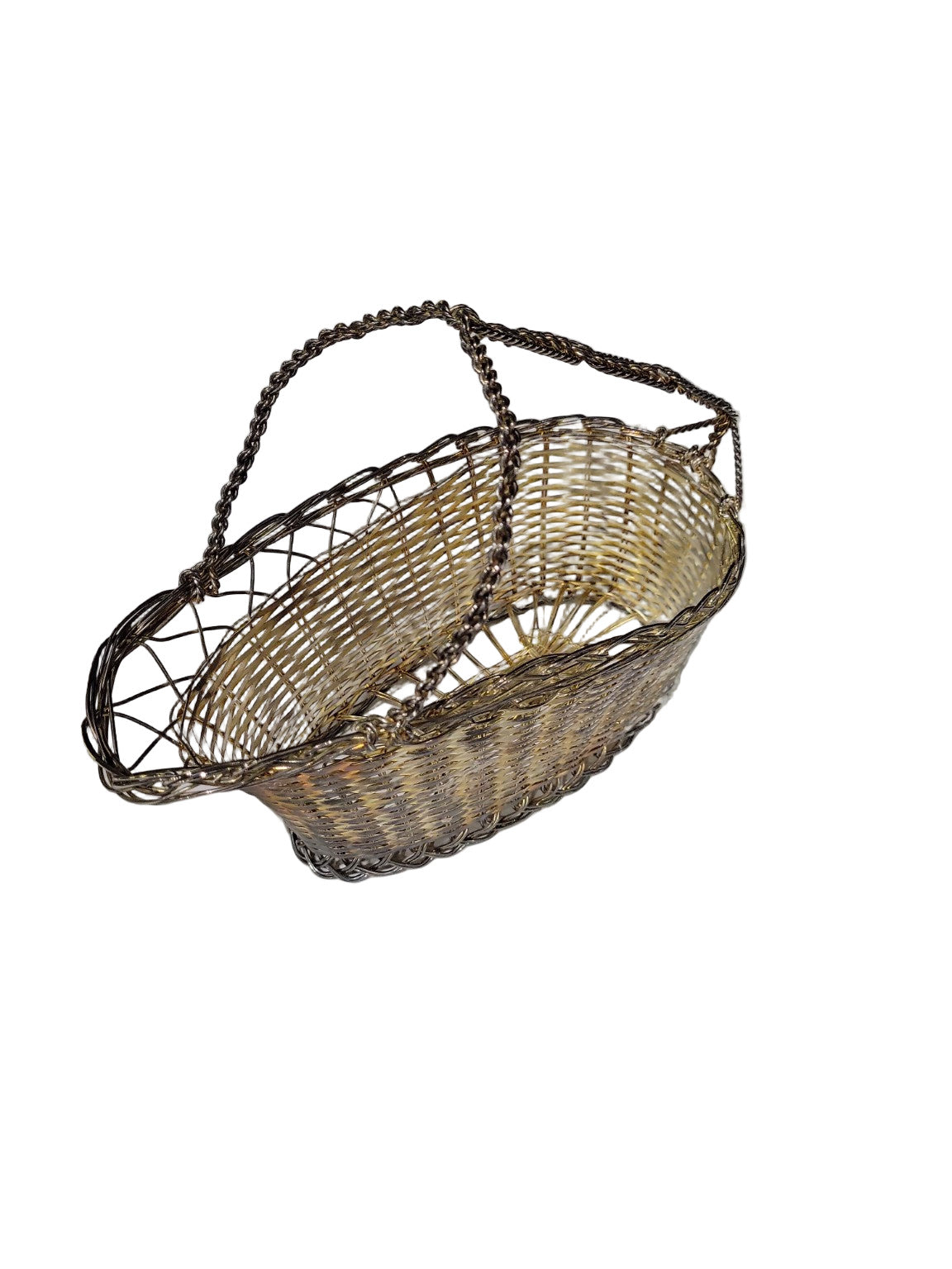 Vintage Wire Metal Basket with Twisted Handle – 9¼" x 4½" x 7¼"