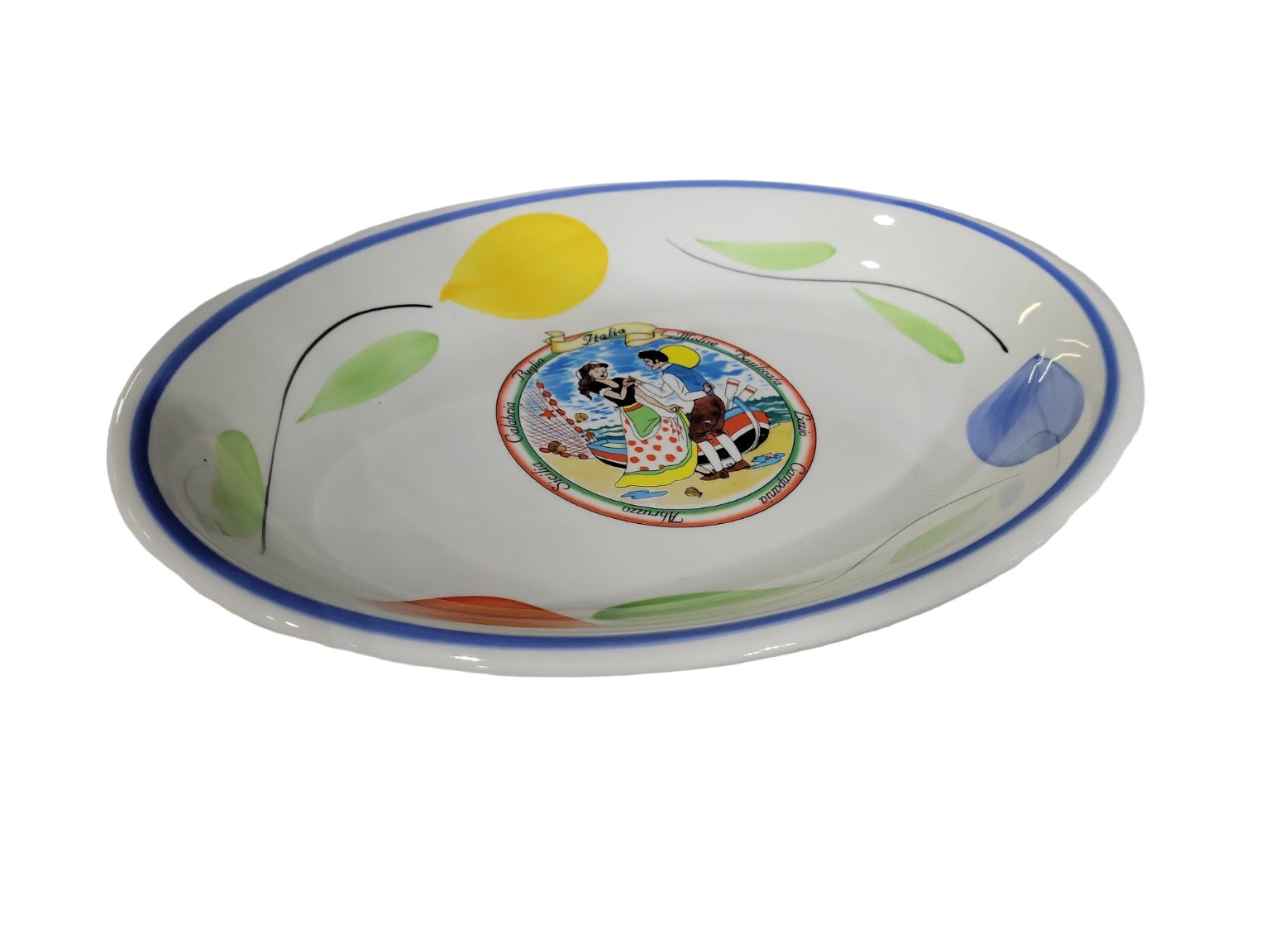 VillaWare Hand-Painted Italian Ceramic Serving Bowl – “Italia” Souvenir Design