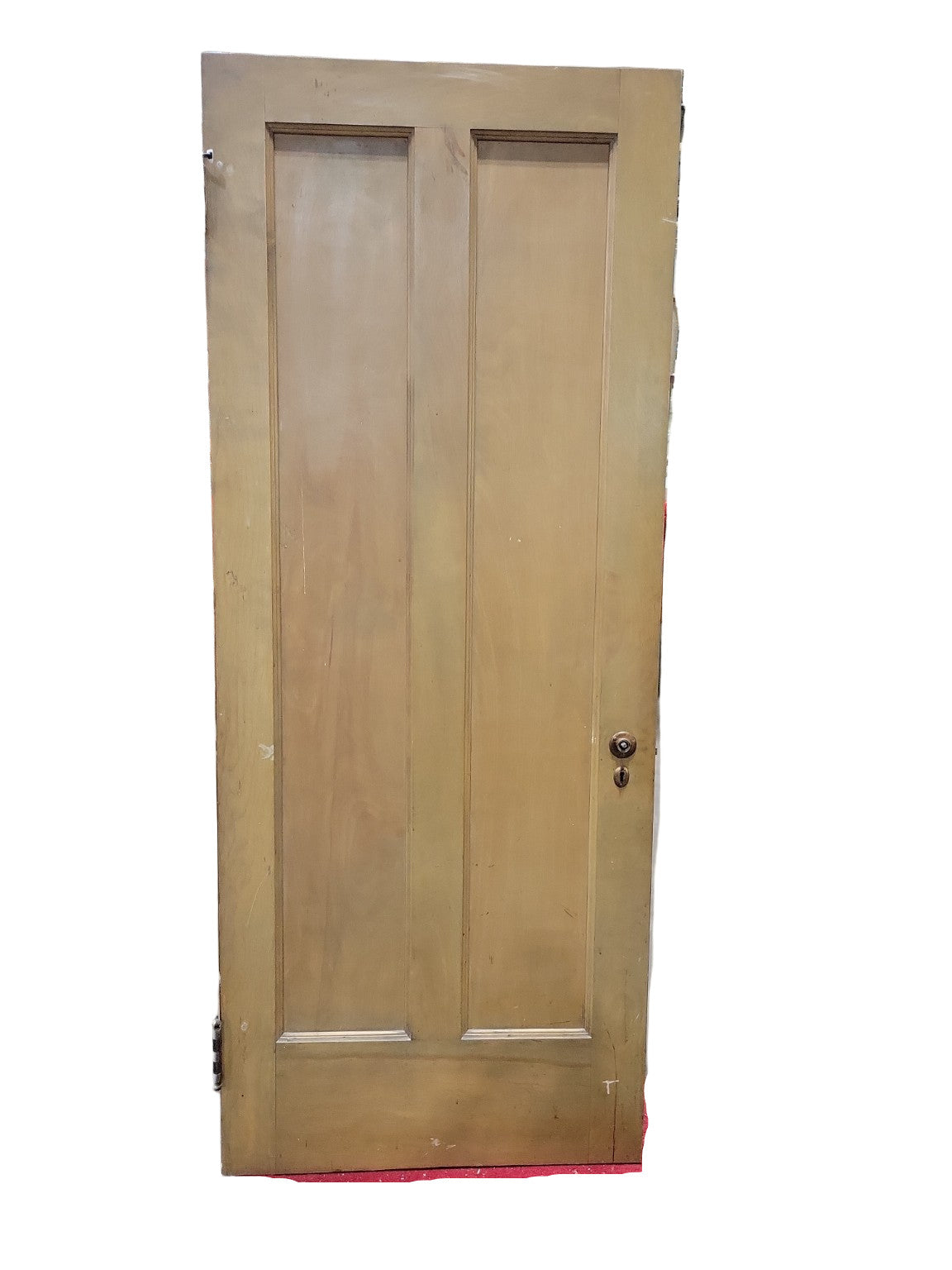 Antique Two-Panel Interior Door with Brass and Glass Knob