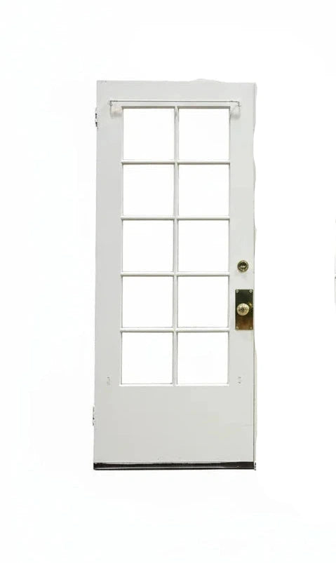 Vintage 15-Lite French Door – Single Panel with Brass Knob and Lockset