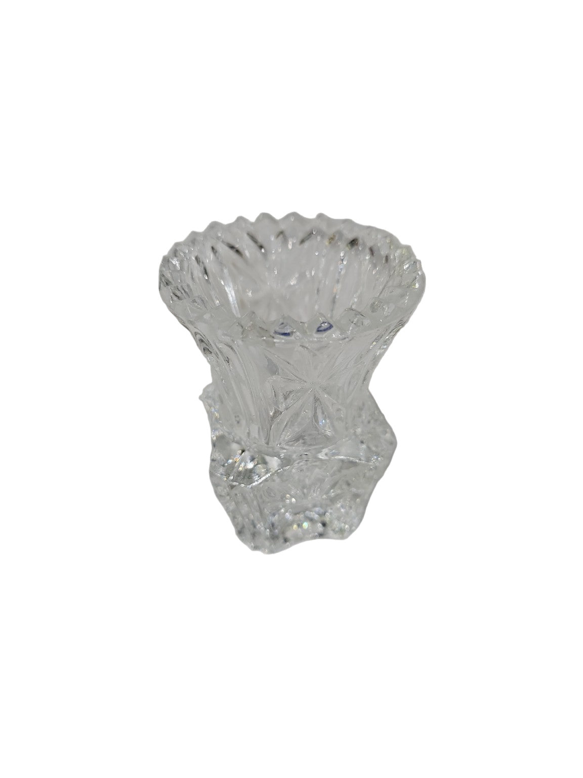 Single Miniature Pressed Glass Bud Vase – Diamond Point Pattern