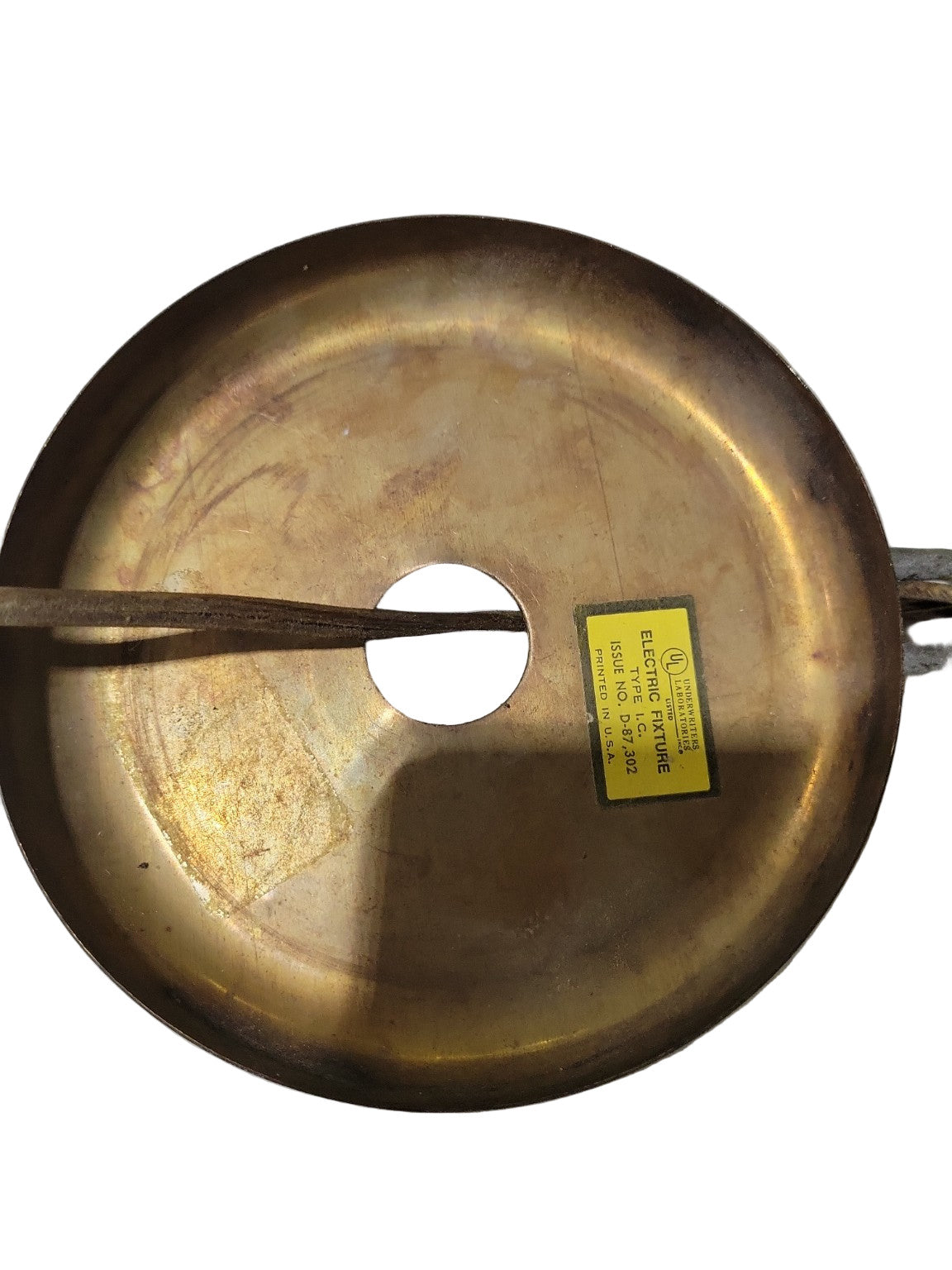 Vintage Brass & Pressed Glass Pendant Light – Diamond Globe ( 6½" Ø x 59" L total)