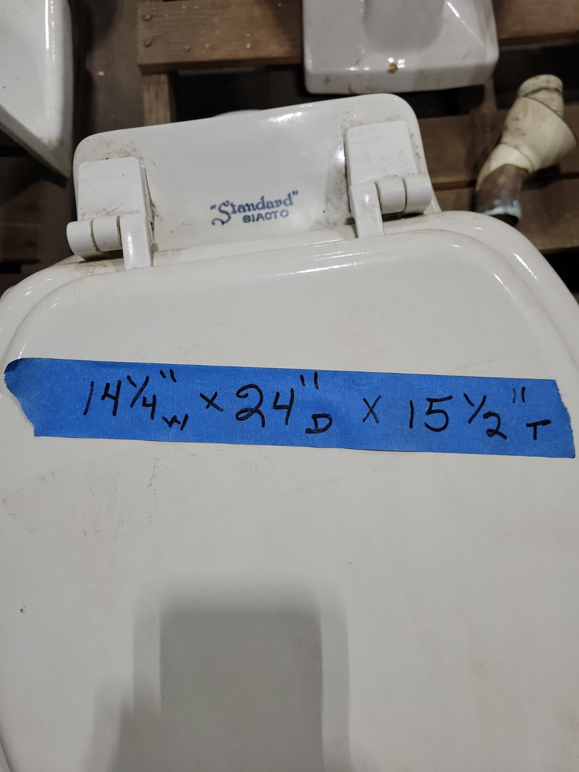 Antique “Standard” Siacto Vitreous China Toilet Bowl with Seat – 14¼" x 24" x 15½"