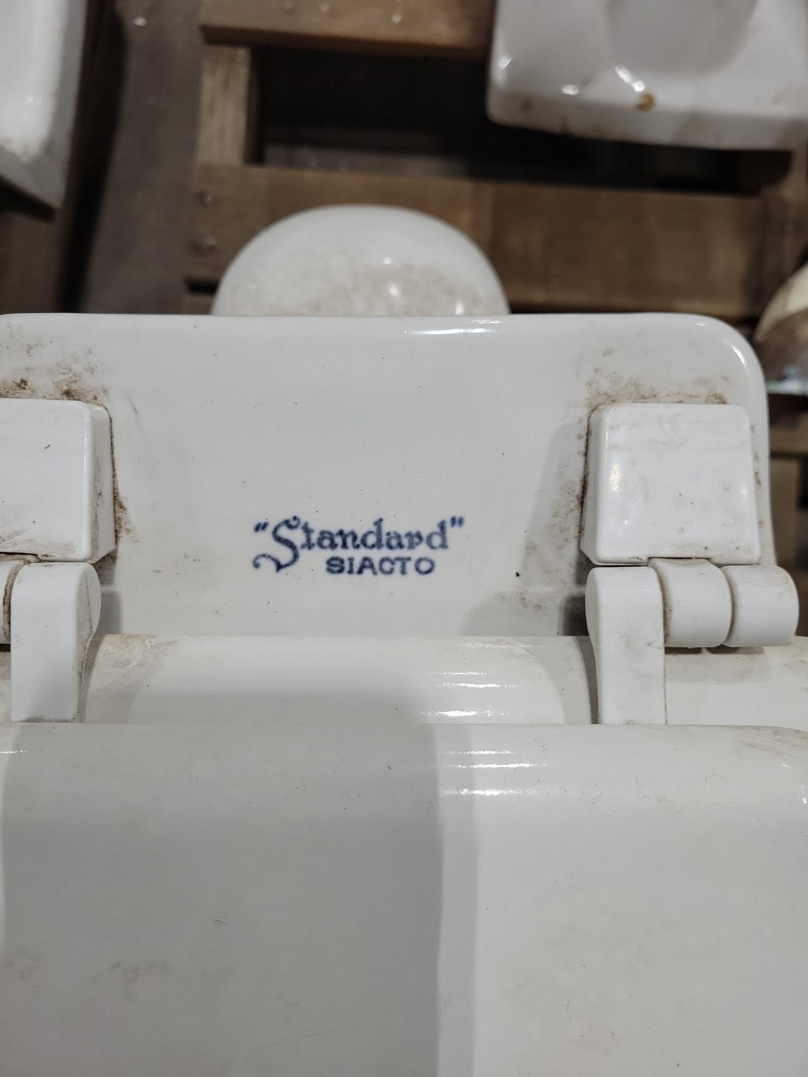 Antique “Standard” Siacto Vitreous China Toilet Bowl with Seat – 14¼" x 24" x 15½"