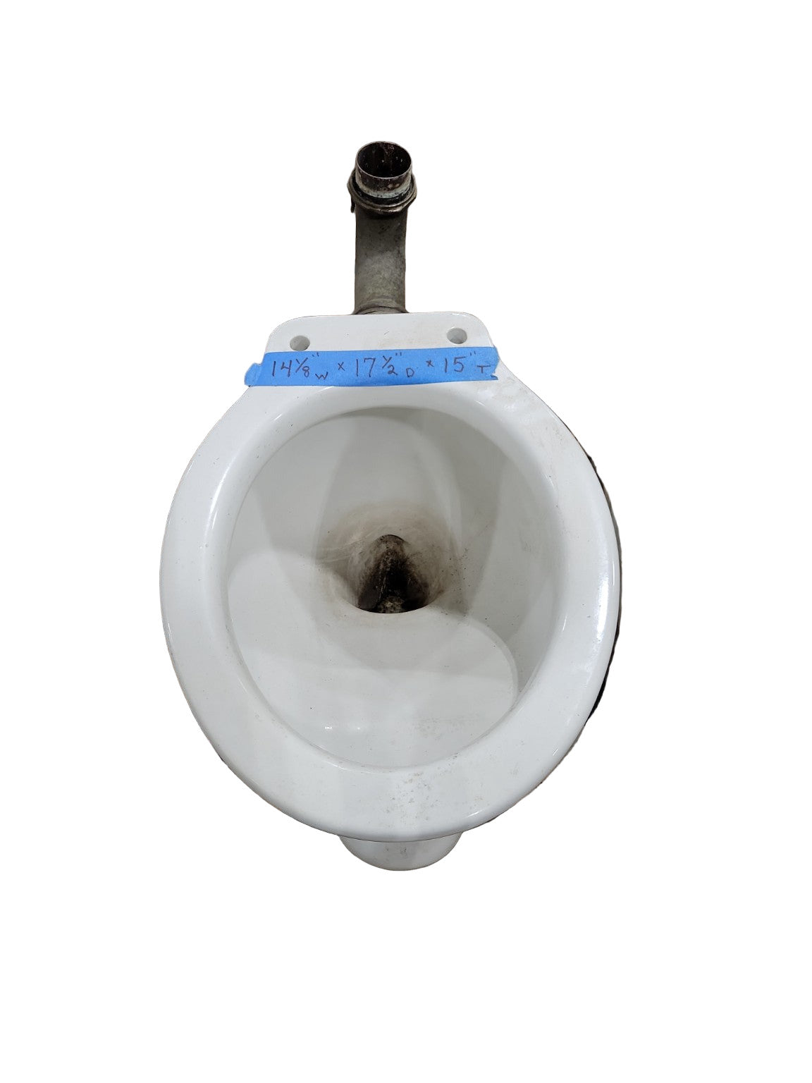 Vintage Vitreous China Toilet Bowl with Brass Flush Inlet – 14⅛" W x 17½" D x 15" T