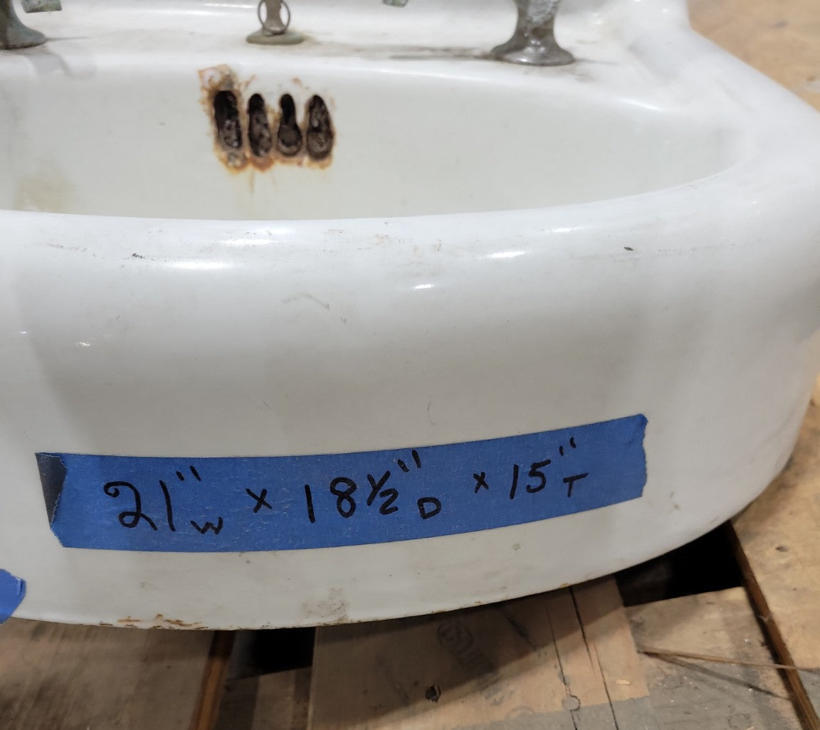 Antique Standard Enameled Cast Iron Wall-Mount Sink with Chrome Cross Handles – 21" x 18½" x 15"