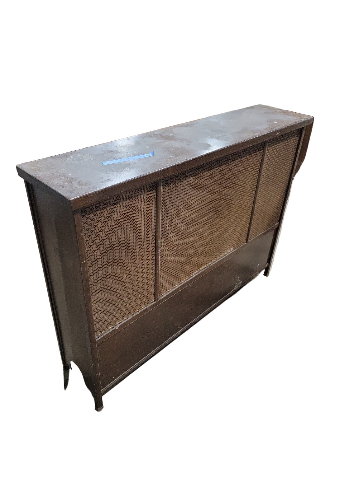 Mid-Century Metal Radiator Cover – Brown Perforated Front Panel