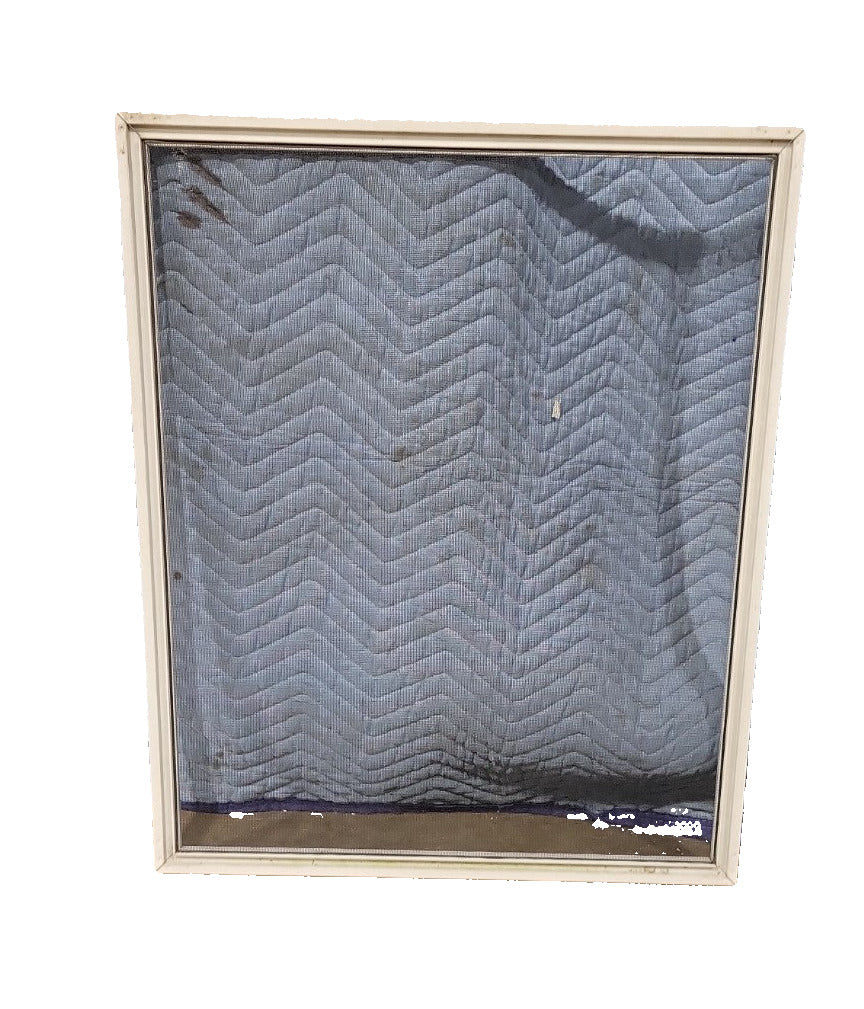Vintage Aluminum Window Screen – White Frame, 22 ¾" × 27 ⅝"