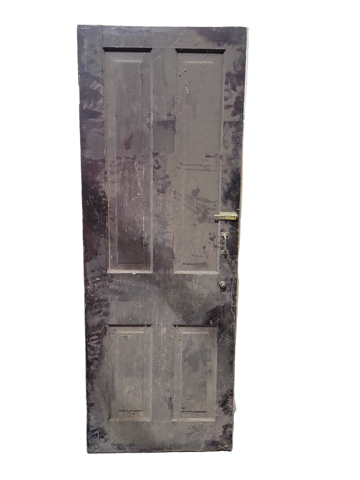 Antique Four-Panel Painted Door – Distressed Green Finish – 27 5/8" x 75 ½"