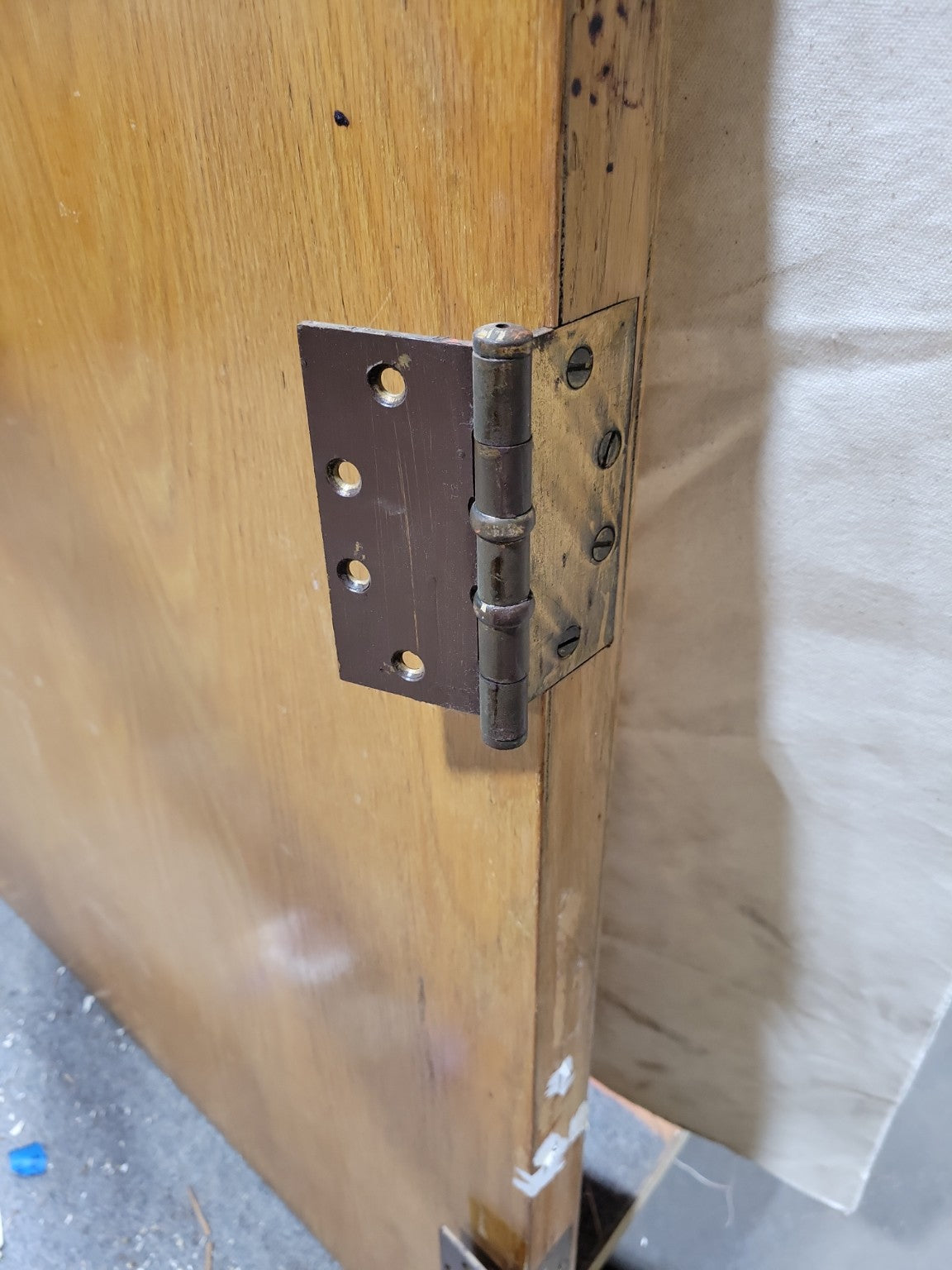 Mid-Century Solid Wood Cabinet Door with Brass Latch Hardware – 35 ¾" x 42"