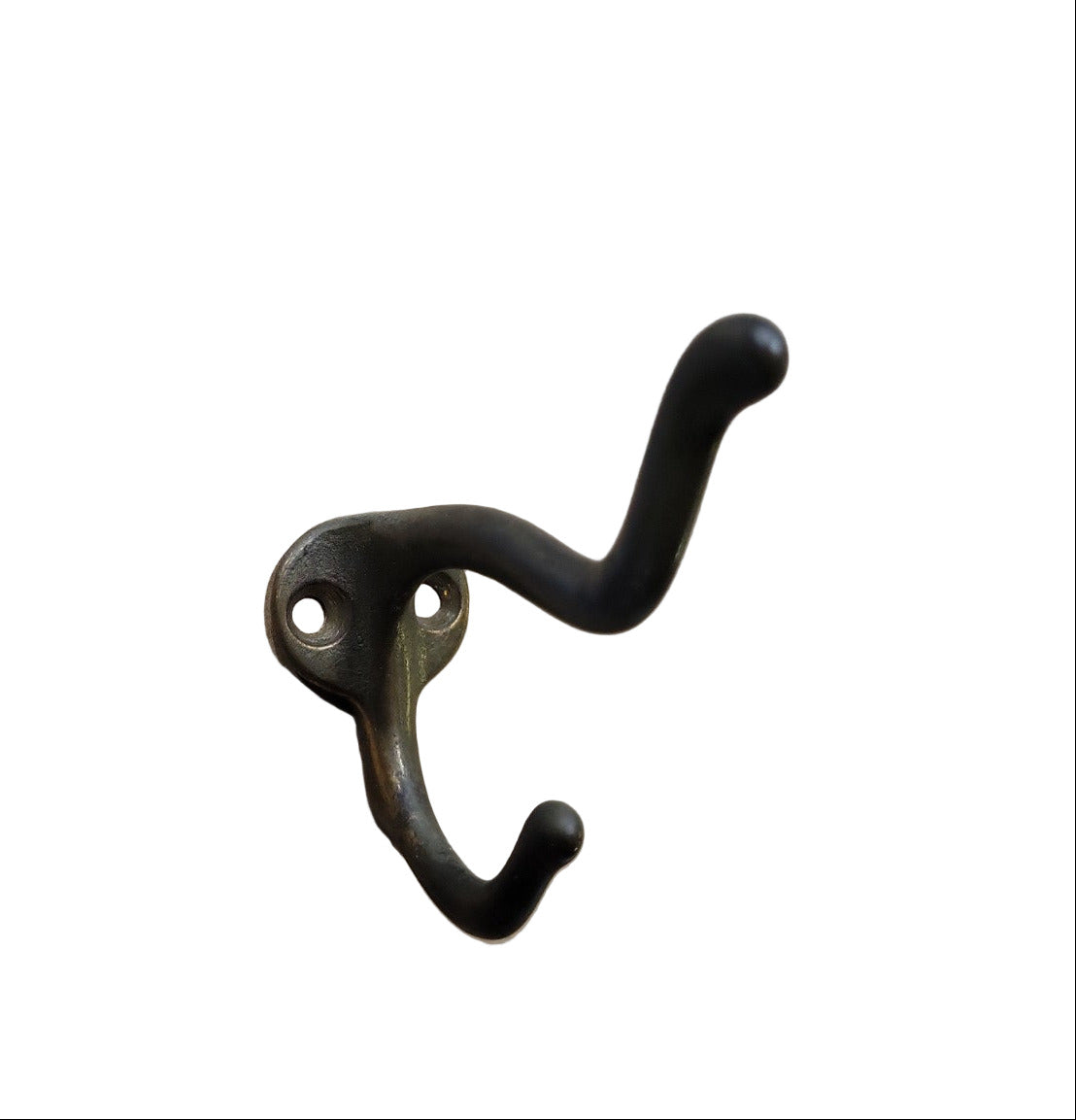 Set of 9 Antique Cast Iron Double Coat Hooks – 3" D x 2" H x 1 ⅛" W