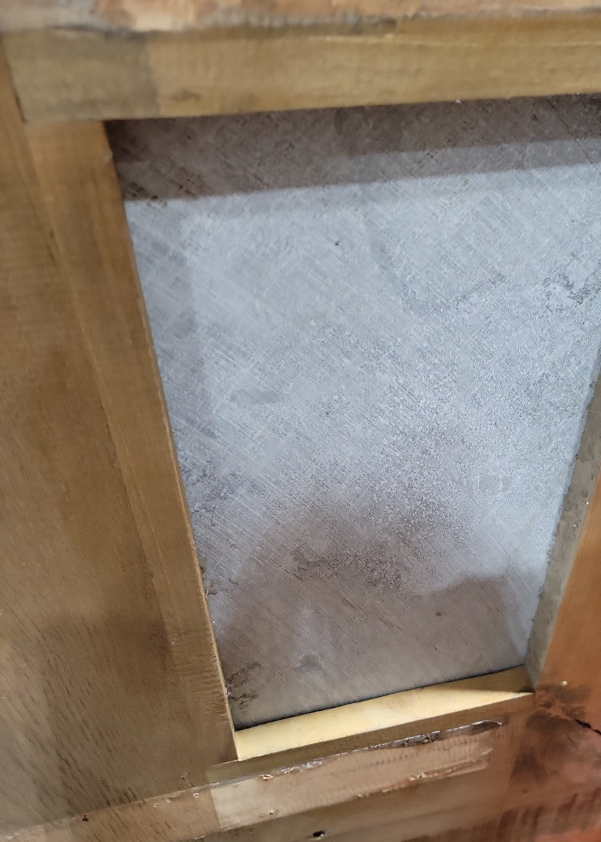 Arhaus Wilhelm Barnwood Natural Oak & Bluestone Table Top – Cracked Bluestone Inlay (No Base)