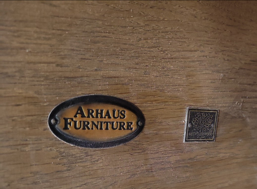 Arhaus Wilhelm Barnwood Natural Oak & Bluestone Table Top – Cracked Bluestone Inlay (No Base)