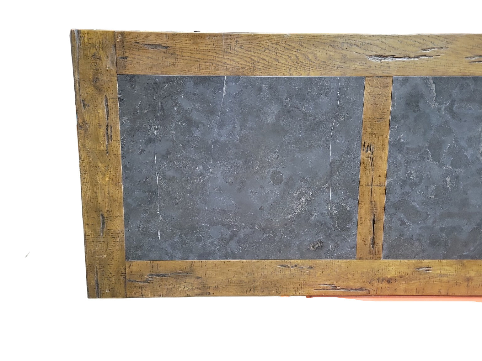 Arhaus Wilhelm Barnwood Natural Oak & Bluestone Table Top – Cracked Bluestone Inlay (No Base)