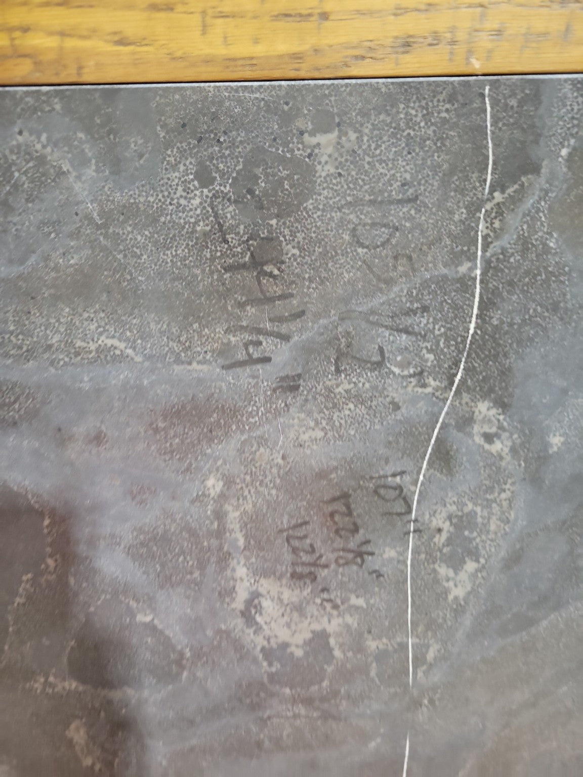 Arhaus Wilhelm Barnwood Natural Oak & Bluestone Table Top – Cracked Bluestone Inlay (No Base)