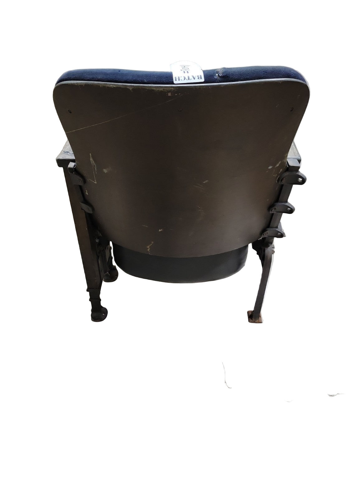 Antique Auditorium Theater Seat with Cast Iron Legs and Wood Armrests