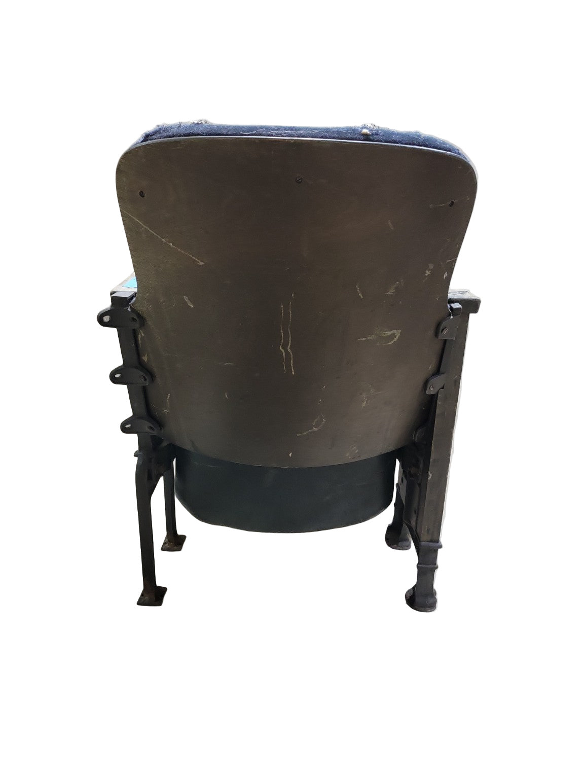 Antique Auditorium Theater Chair with Heavy Wear – Cast Iron Frame
