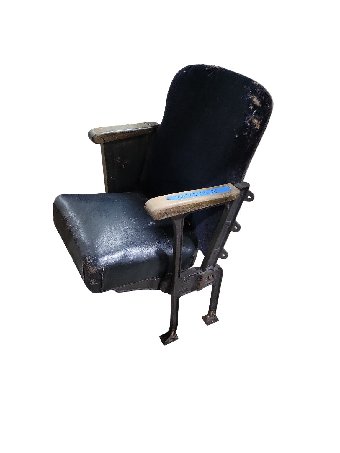 Antique Auditorium Theater Chair with Heavy Wear – Cast Iron Frame