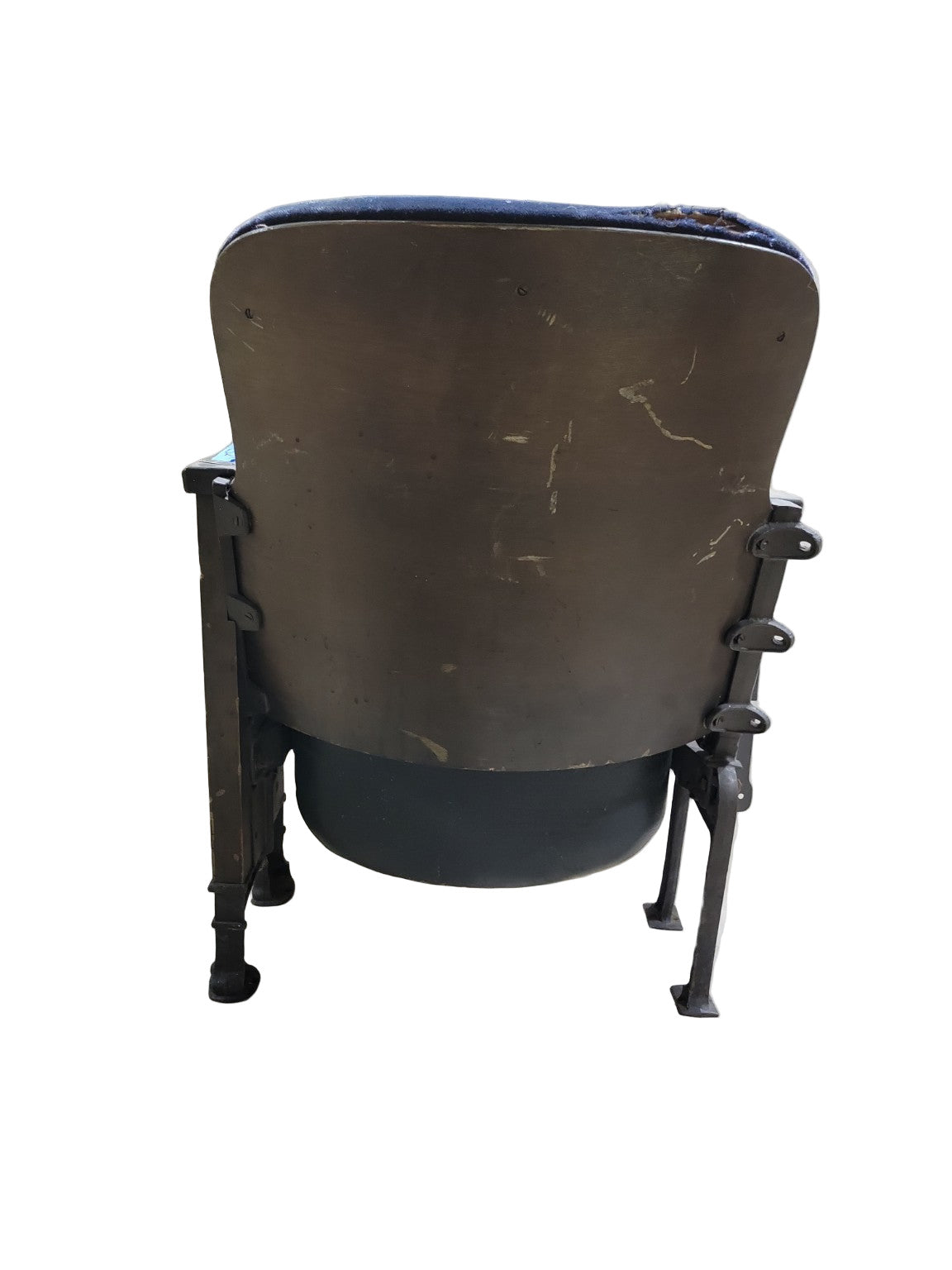 Antique Auditorium Theater Chair with Exposed Padding and Surface Wear