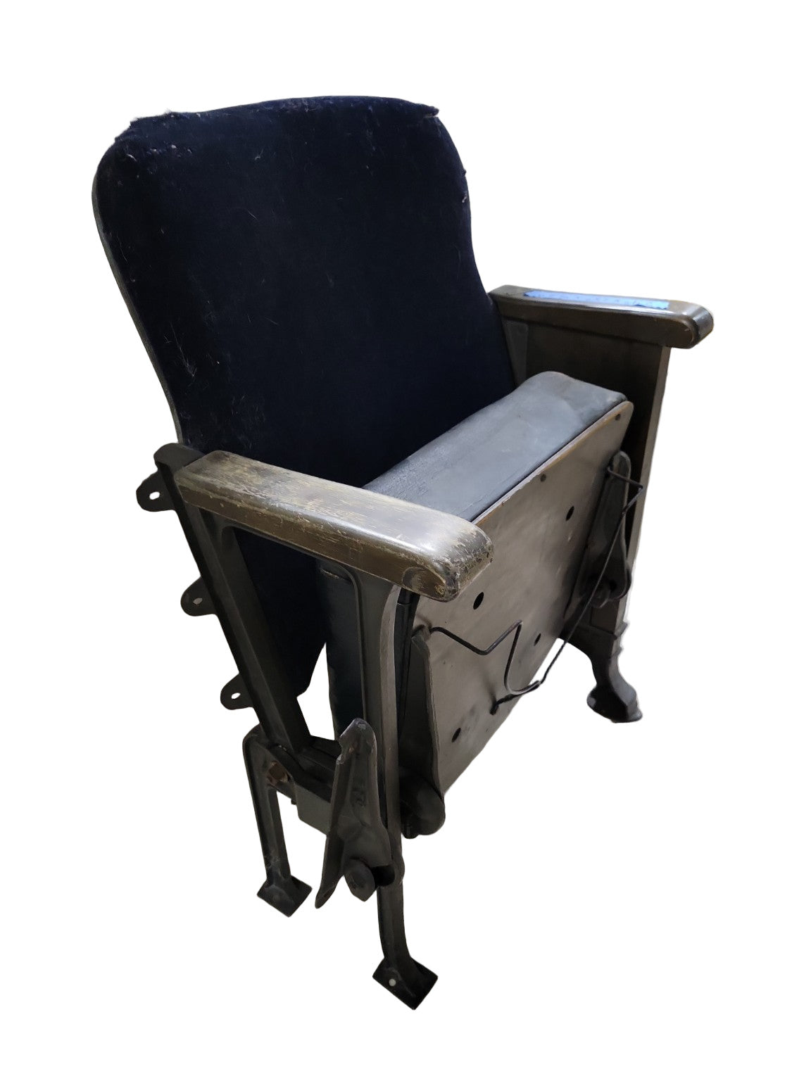 Antique Auditorium Theater Chair with Exposed Padding and Surface Wear