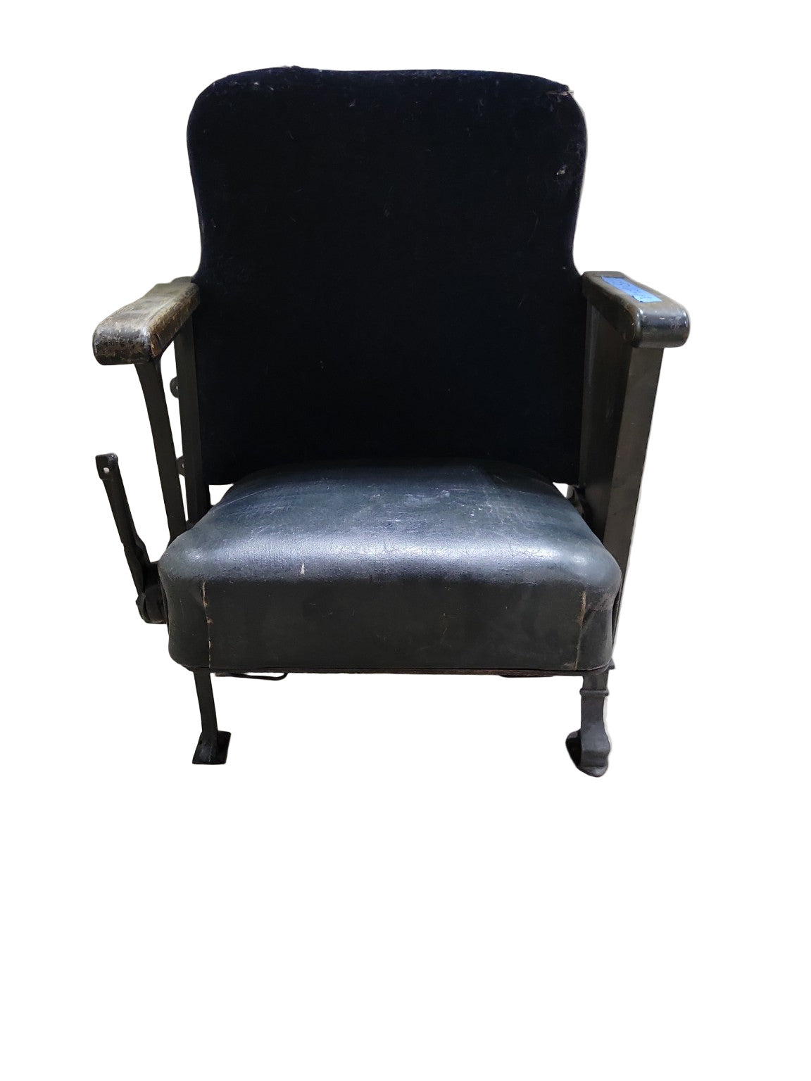 Antique Auditorium Theater Chair with Exposed Padding and Surface Wear