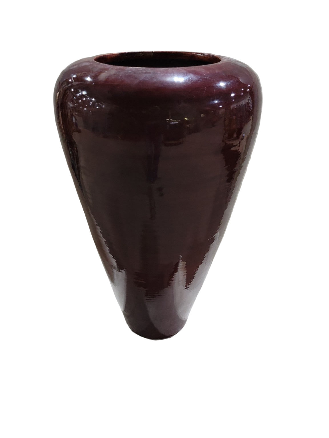 Z Gallerie 21" Bamboo Lacquer Vase – Deep Red Finish