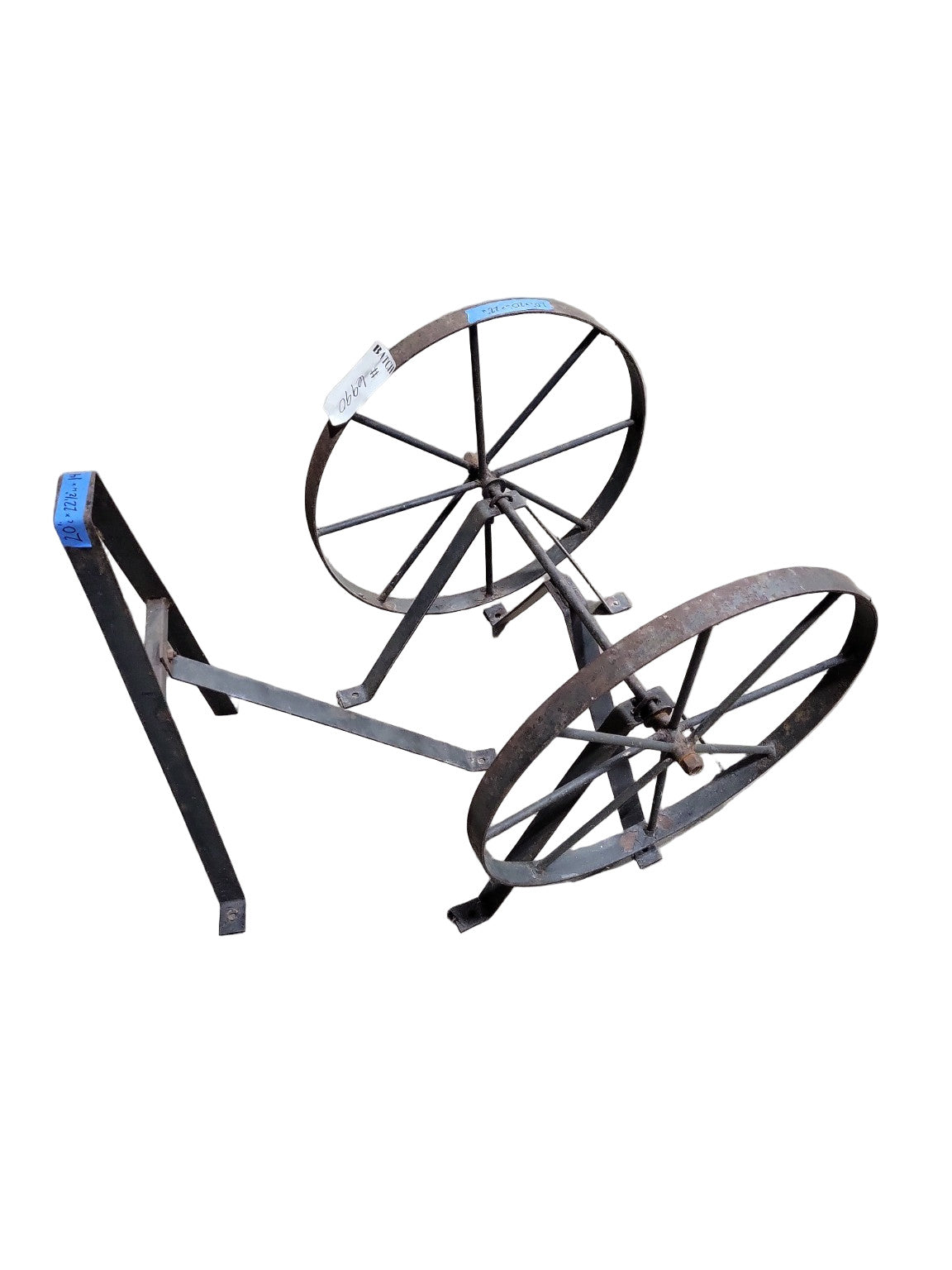 Antique Cast Iron Belt Pulley Stand – Double Wheel Industrial Base