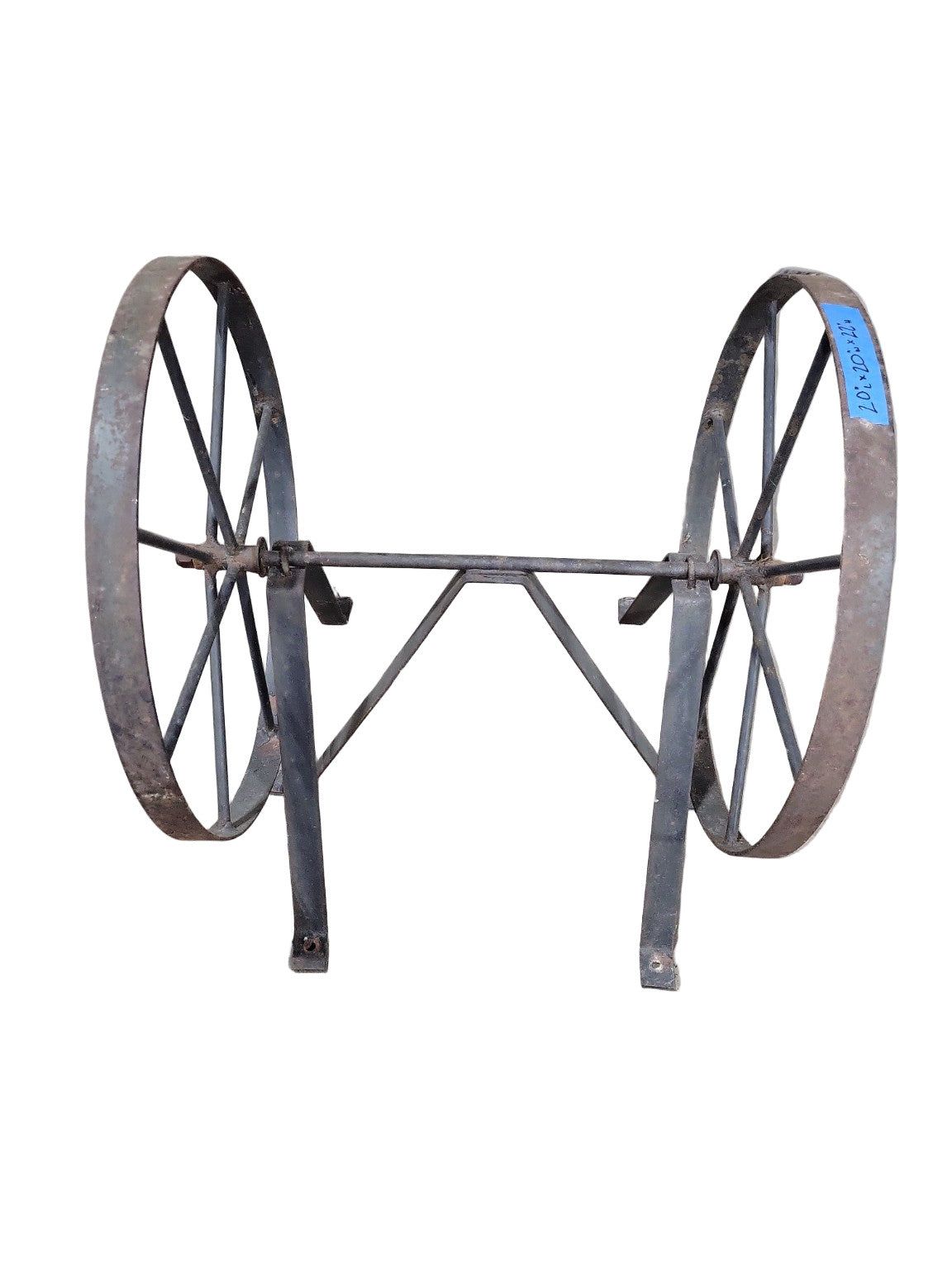 Antique Cast Iron Belt Pulley Stand – Double Wheel Industrial Base