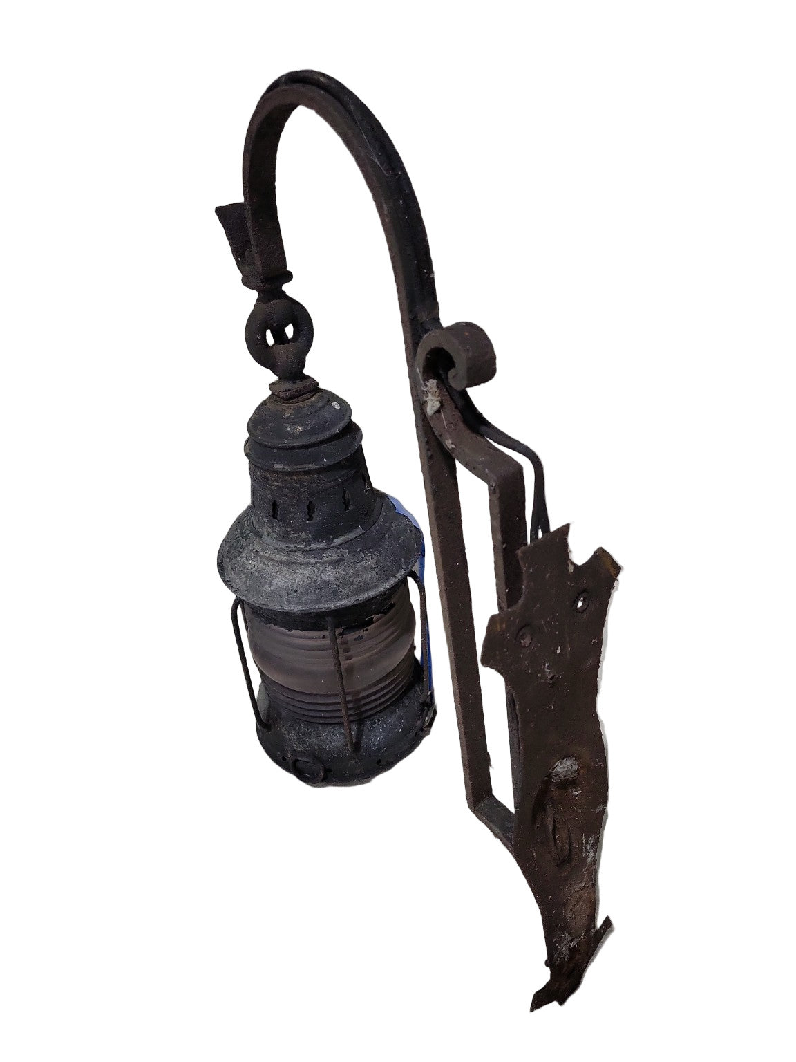 Antique Nautical-Style Wall Mount Lantern – Wrought Iron Bracket