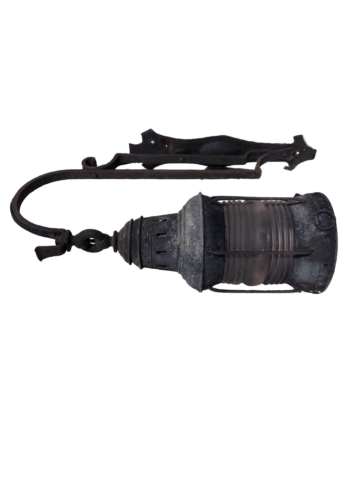 Antique Nautical-Style Wall Mount Lantern – Wrought Iron Bracket