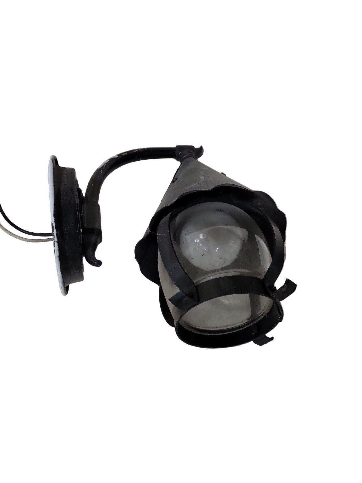 Vintage Black Metal Wall Lantern – Conical Shade with Curved Arm