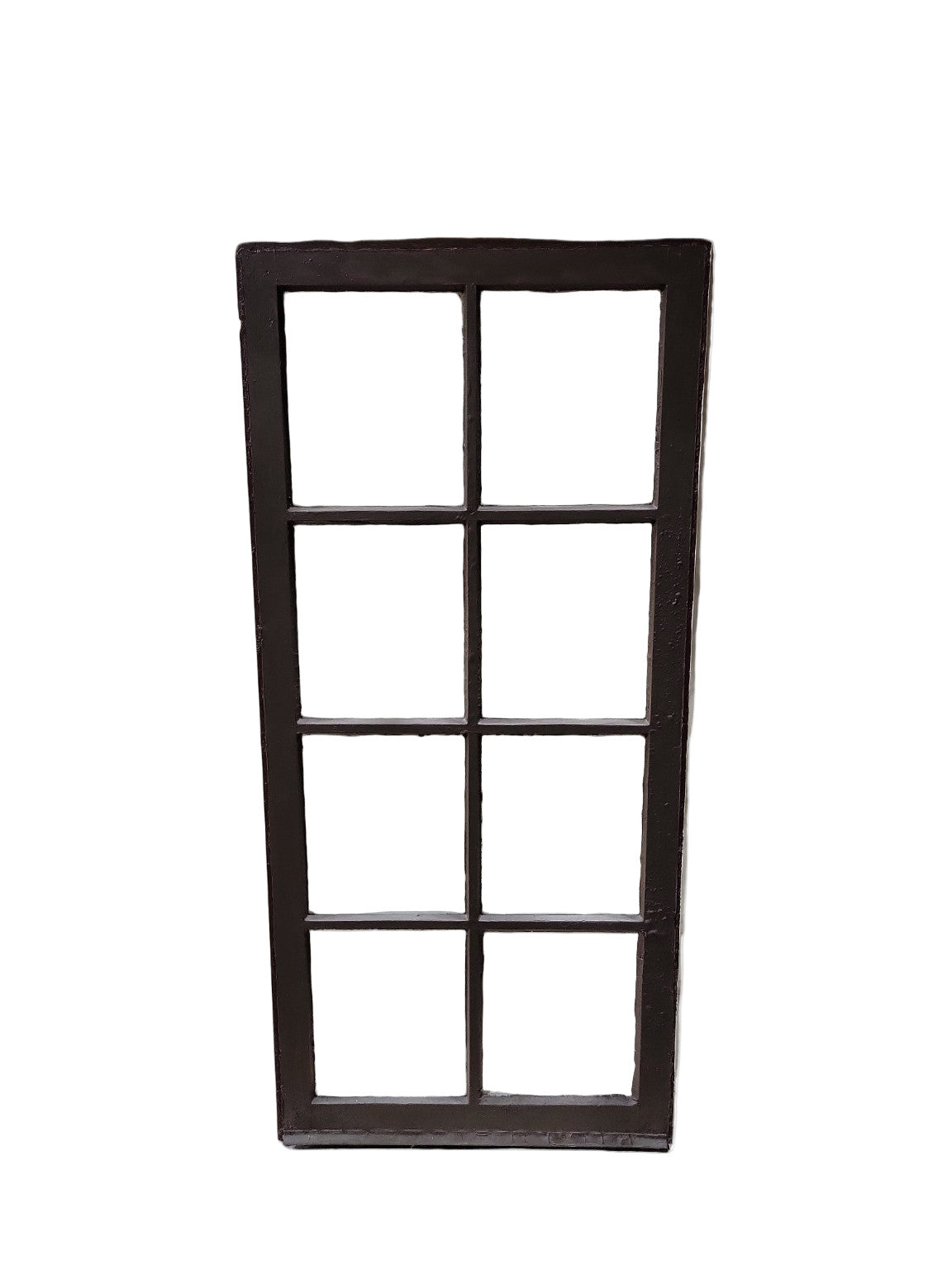 Antique 8-Lite Wood Window Sash – White/Brown Painted with Original Hardware