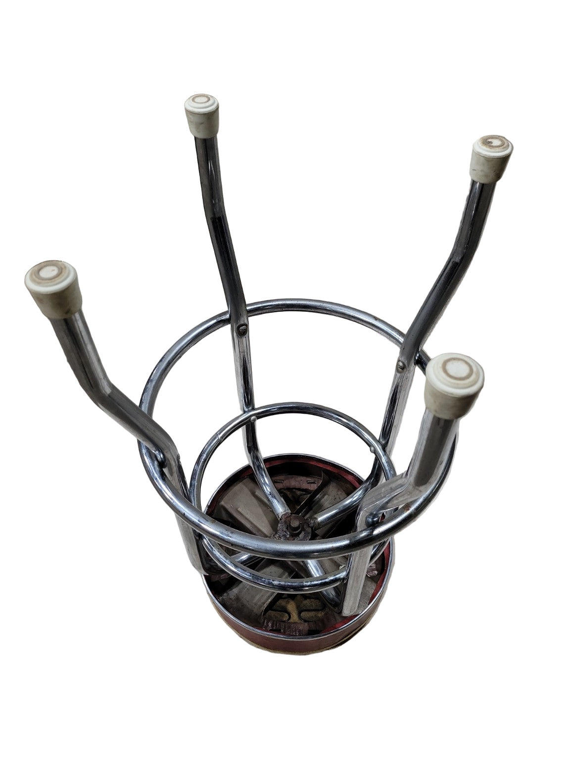 Mid-Century Red Vinyl Swivel Bar Stool with Chrome Base