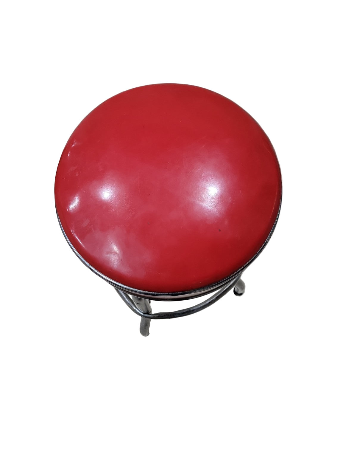 Vintage Hamilton Mfg. Red Vinyl Swivel Bar Stool – Chrome Base, 15" Seat