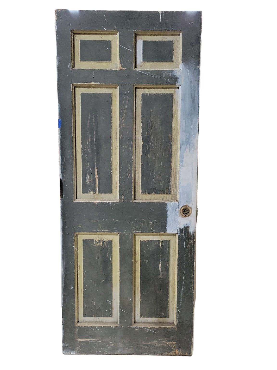 Vintage 6-Panel Interior Door – Two-Tone Paint with Raised Trim