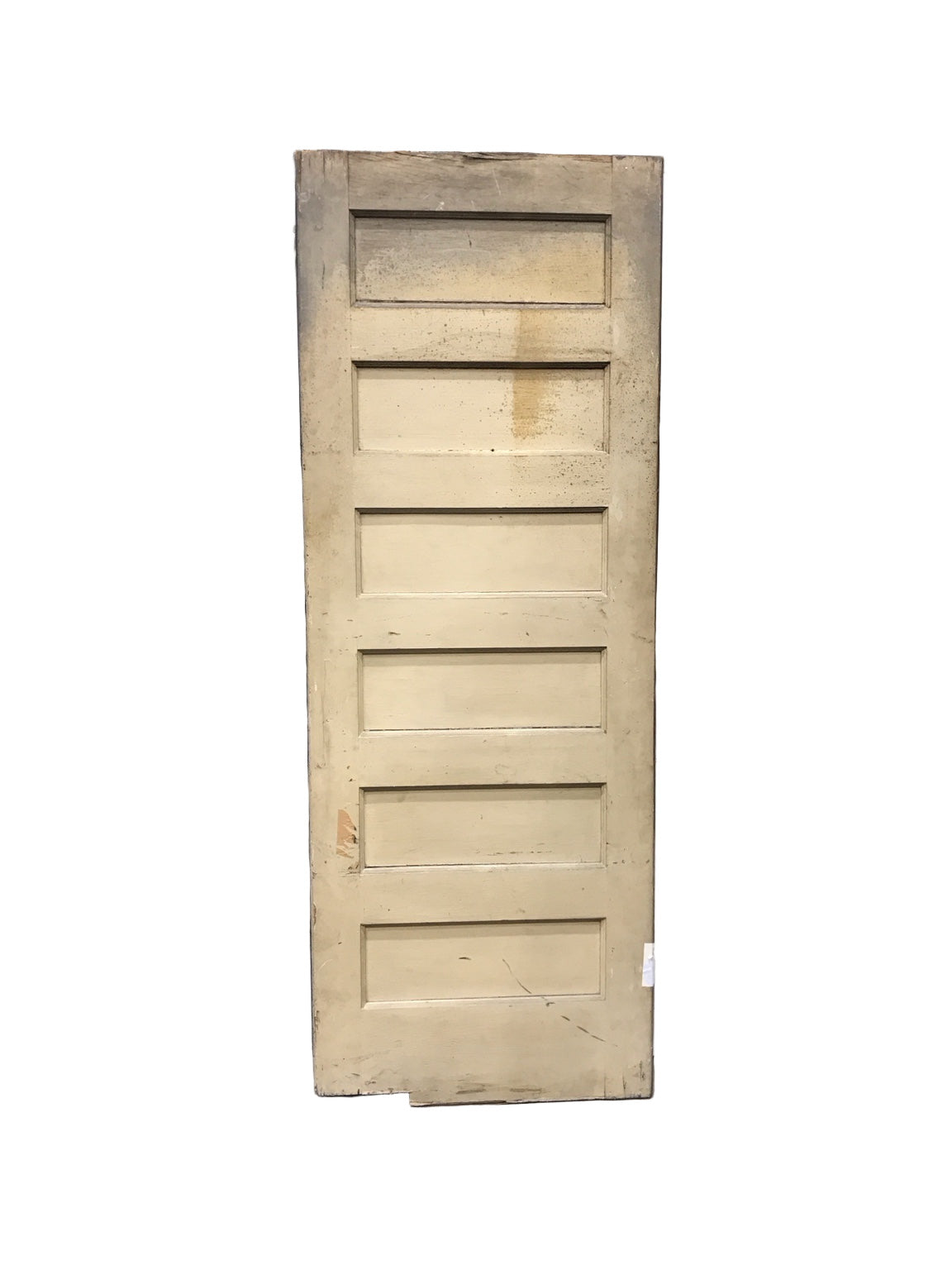 Antique 7-Panel Swing Door – Oak Grain with Two-Tone Patina