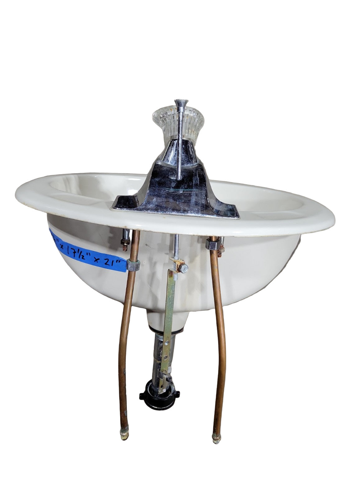 Vintage Round Drop-In Bathroom Sink with Faucet – Off-White