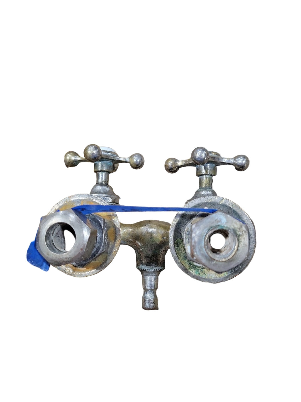 Antique Cross-Handle Wall-Mount Faucet – Hot & Cold Porcelain Labels