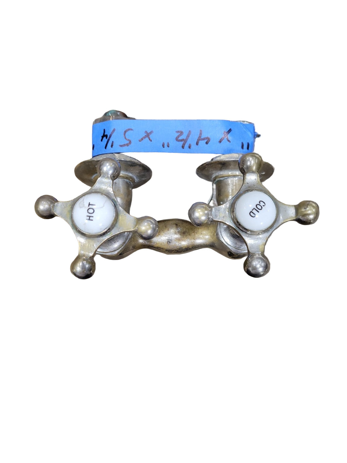 Antique Cross-Handle Wall-Mount Faucet – Hot & Cold Porcelain Labels