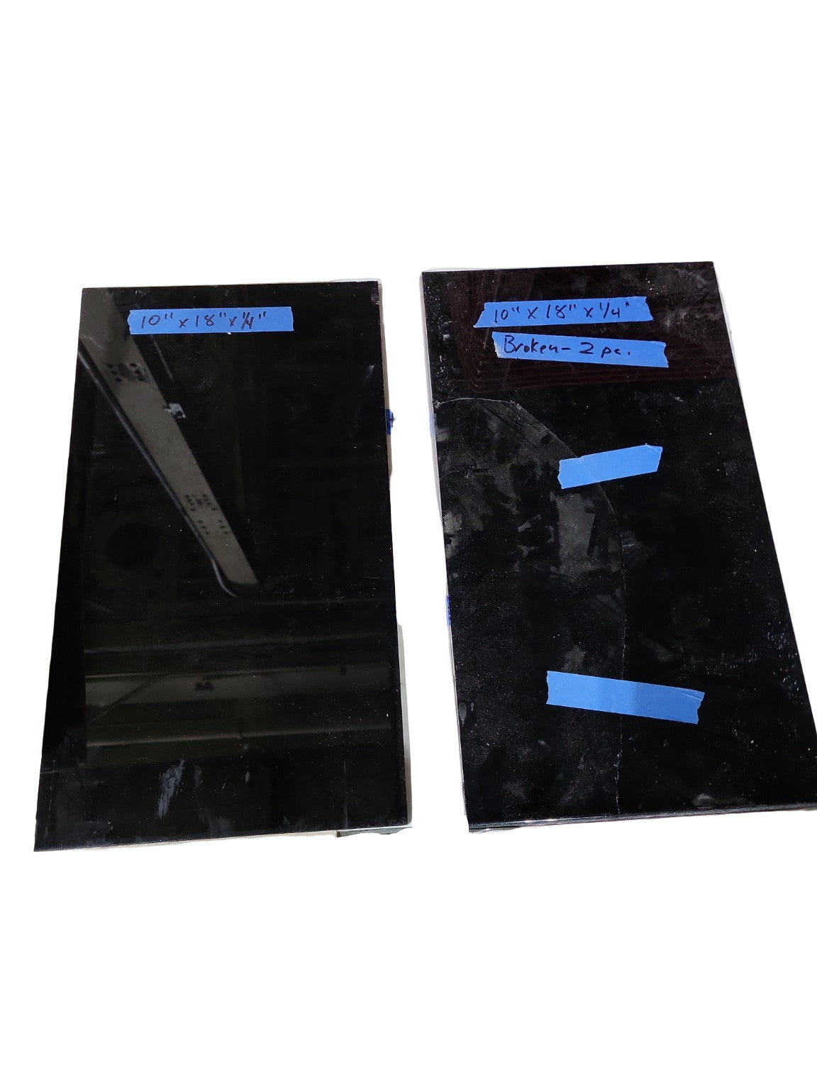 Lot of Vintage Vitrolite Tiles – Gloss Black Structural Glass (Set of 2)