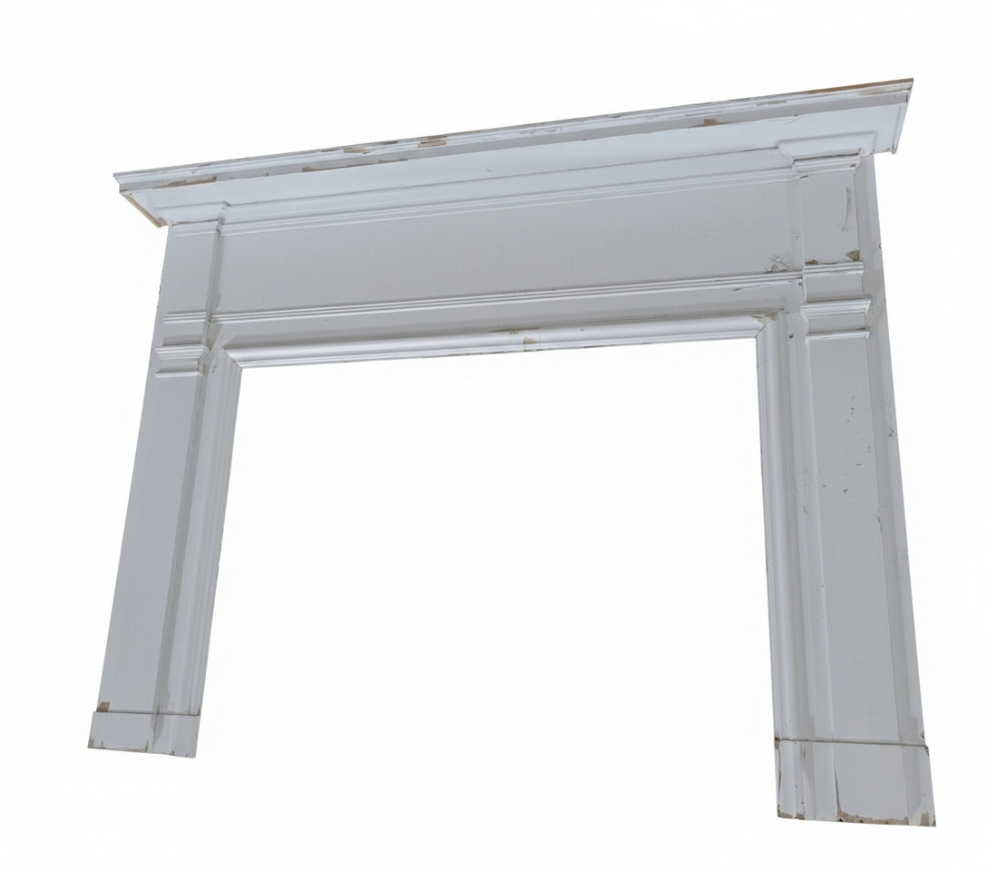 Antique White Painted Fireplace Mantel – Solid Wood, 72" x 51 ⅜"