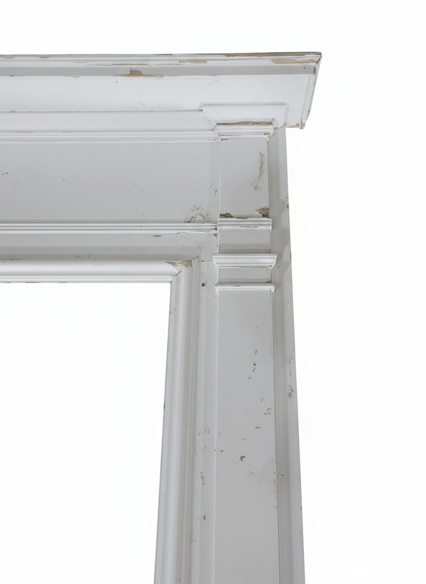 Antique White Painted Fireplace Mantel – Solid Wood, 72" x 51 ⅜"