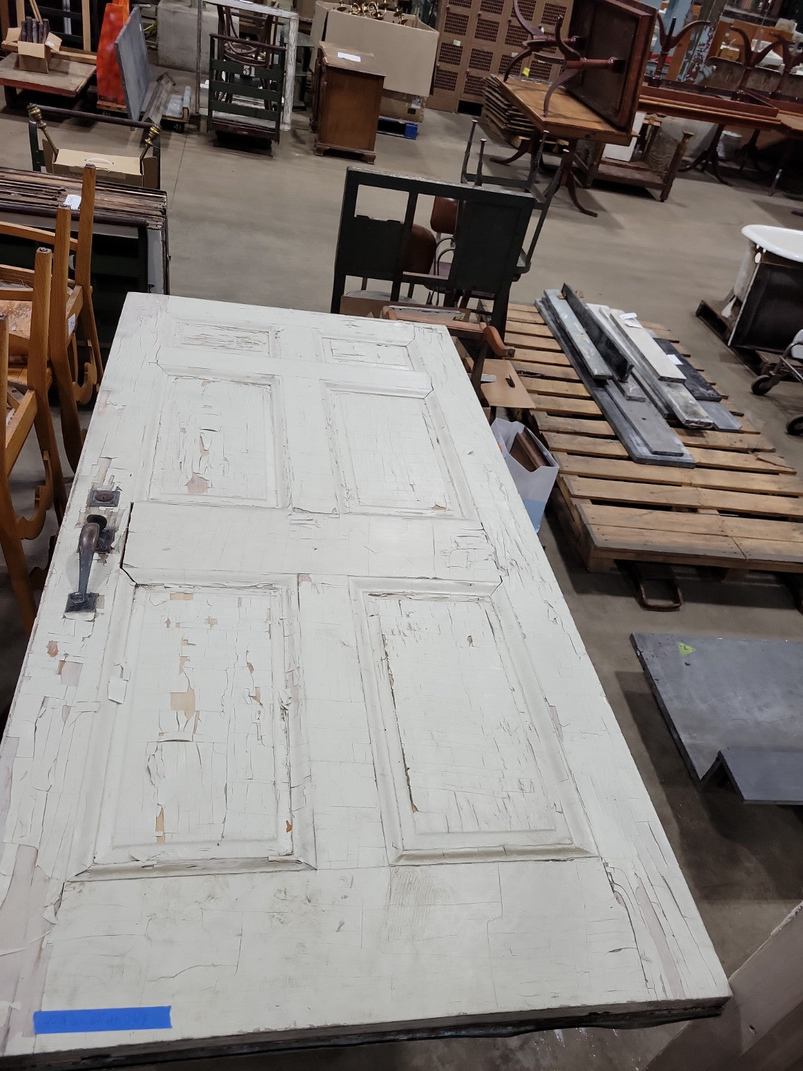 Antique 6-Panel Wood Door with Original Yale Hardware – 40 ⅛" x 83"