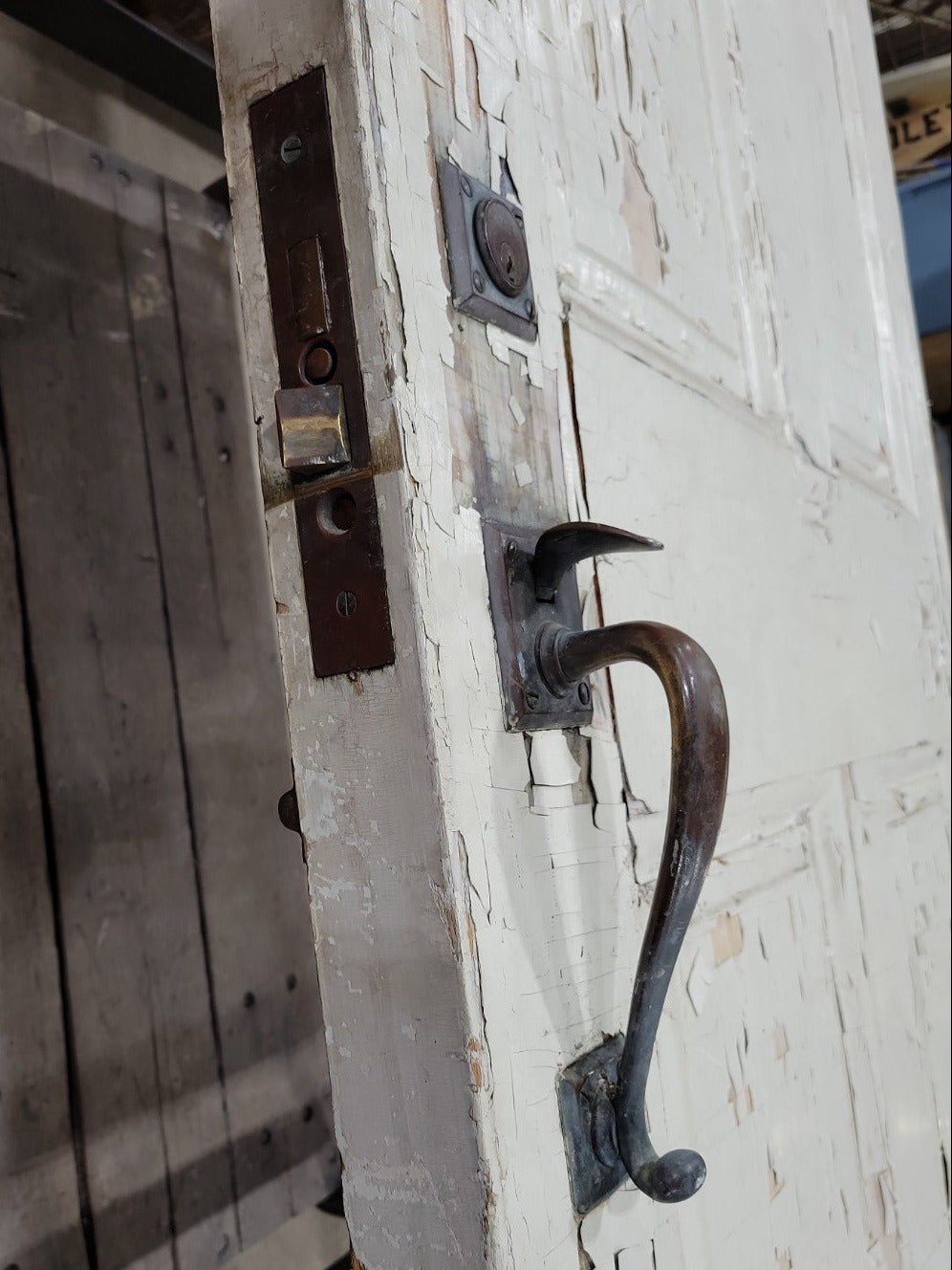 Antique 6-Panel Wood Door with Original Yale Hardware – 40 ⅛" x 83"