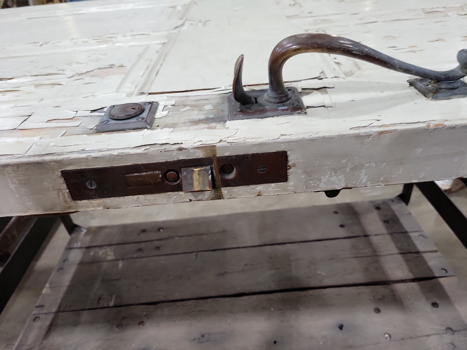 Antique 6-Panel Wood Door with Original Yale Hardware – 40 ⅛" x 83"