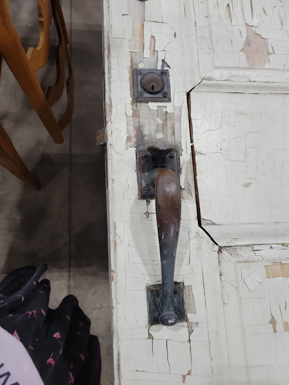 Antique 6-Panel Wood Door with Original Yale Hardware – 40 ⅛" x 83"