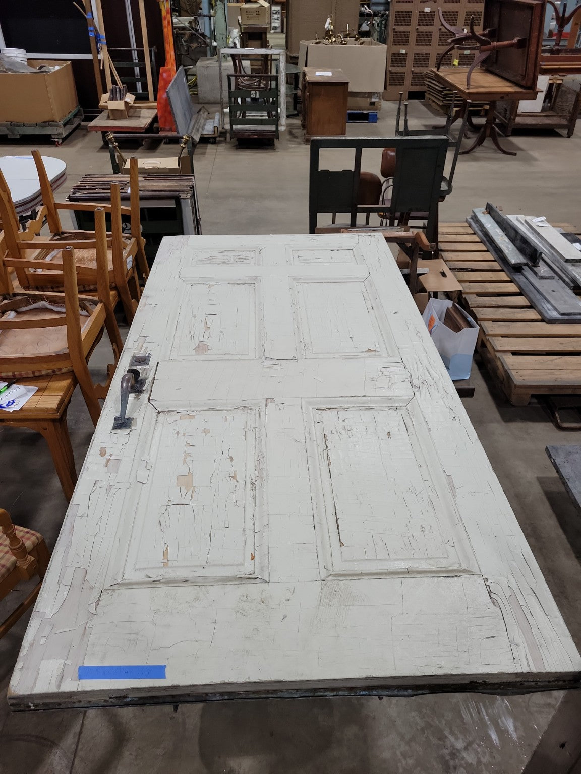 Antique 6-Panel Wood Door with Original Yale Hardware – 40 ⅛" x 83"