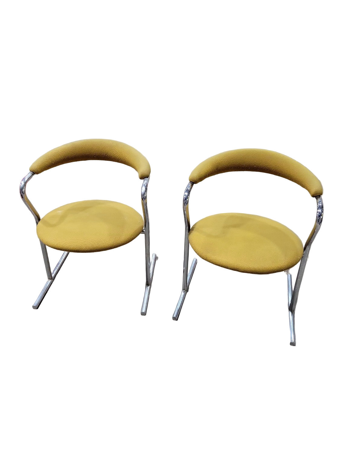 Pair of Thonet SS33 Bauhaus Cantilever Chairs – Chrome & Mustard Wool Upholstery